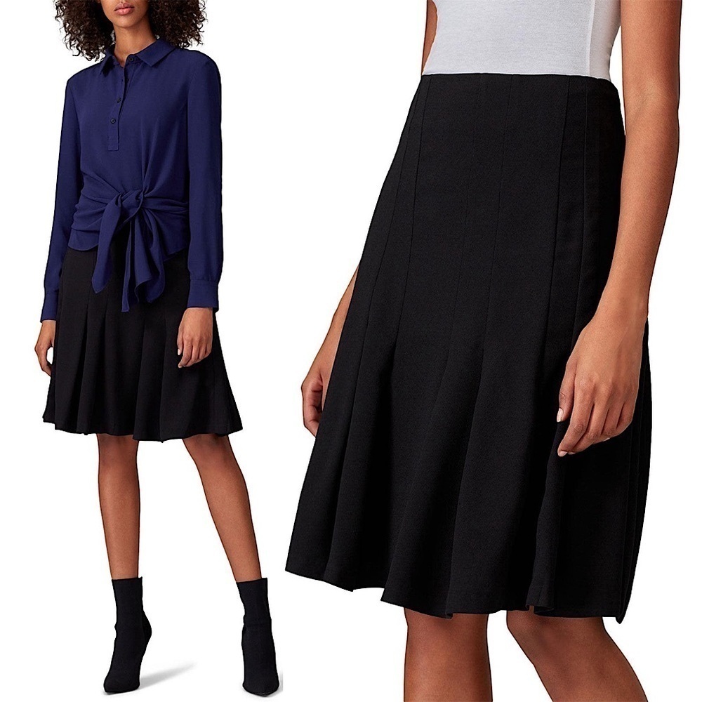 THAKOON High Waist Crepe Pleated A-Line Knee Length Midi Skirt 14